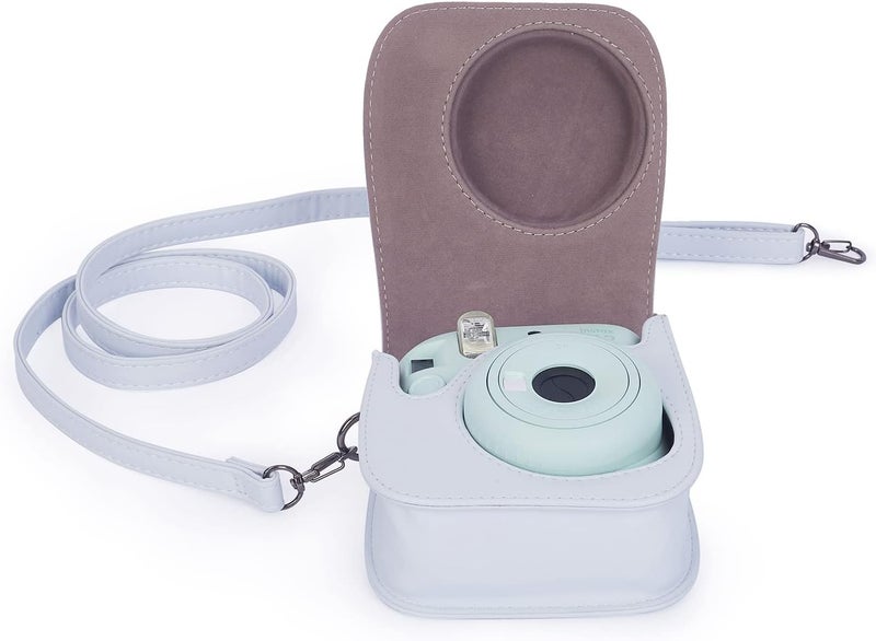 Phetium Instant mini 12 Camera Protective Case Compatible with Instax Mini 12 11,PU Leather Bag with Pocket and Adjustable Shoulder Strap (Clay White) - Image 5